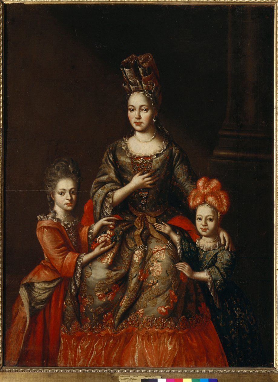 Portrait of Anastasia Naryshkina and Her Daughters Alexandra and Tatyana by Anonymous Anonymous