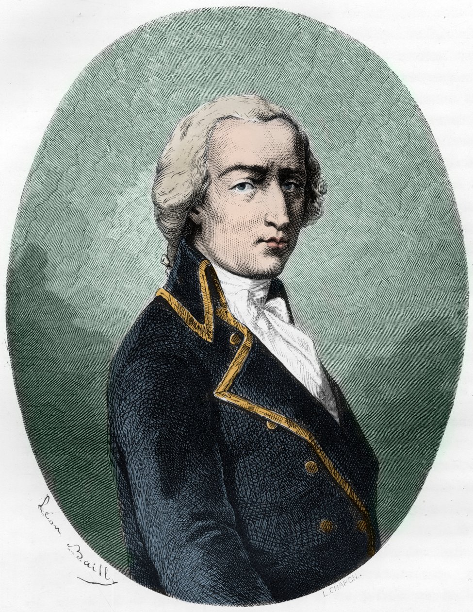 Portrait of Armand Louis de Gontaut Biron, Duke of Lauzun (1758-1793) - Engraving from 1863 in 