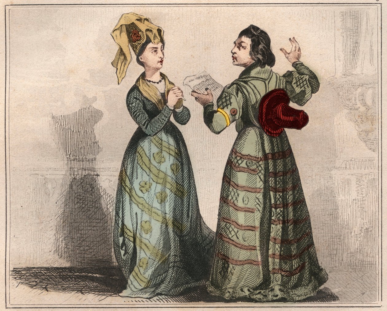 Portrait of Alain Chartier, French diplomat and writer (1385-1433), with a lady of the court of Charles VI. Engraving from 1859 in Le Monde. History of all peoples from the most remote times to the present day by M. E. de Lostalot Bachoue. by Anonymous Anonymous