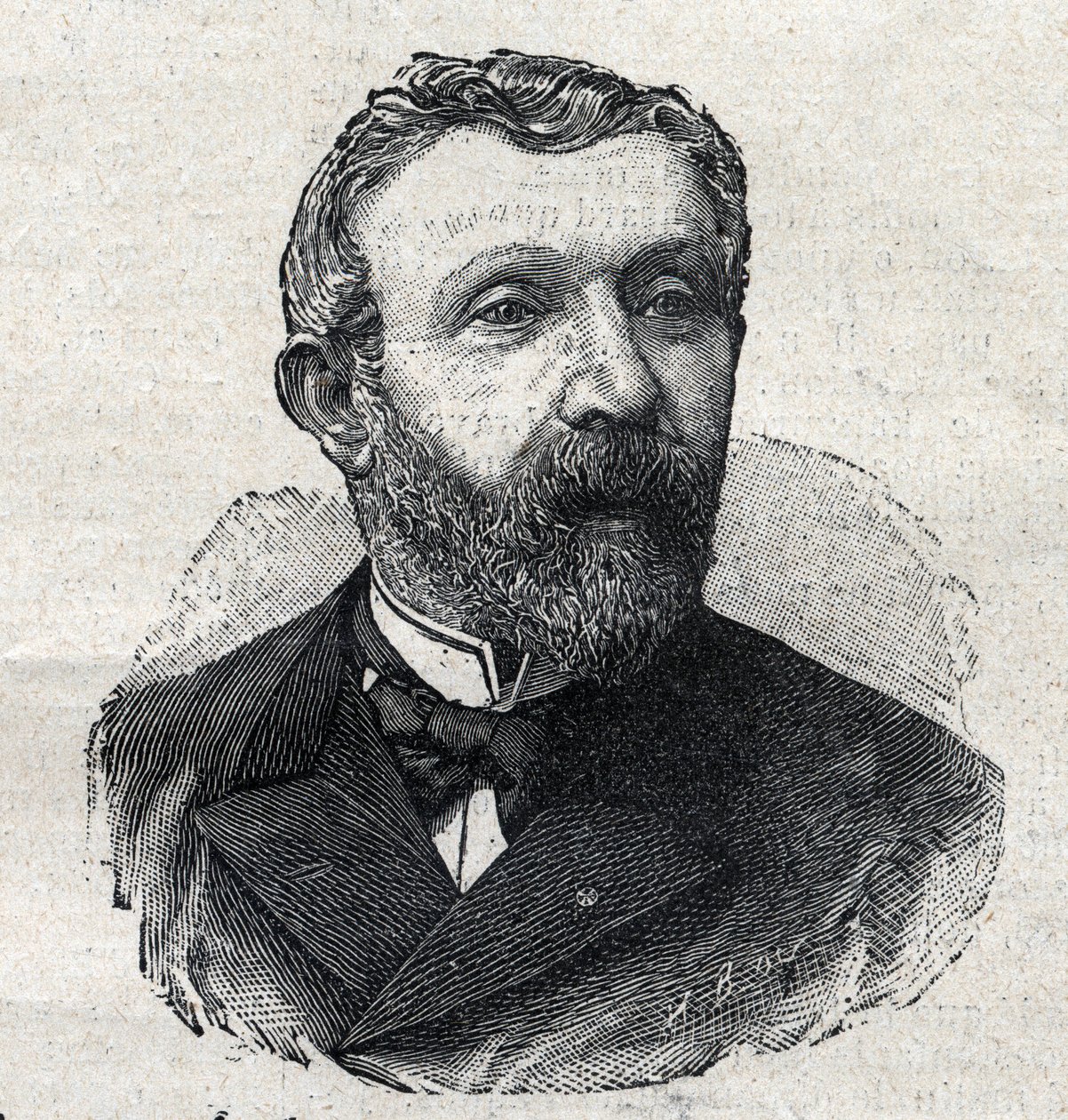 Portrait of Alfred Mezieres (1826-1915), French Literary Historian, Journalist and Politician. Engraving in 