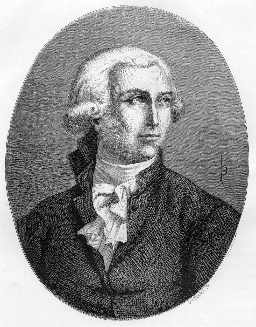 Portrait of Antoine Laurent Lavoisier, French chemist - Engraving from 1863 in Le Livre Rouge - Histoire De L