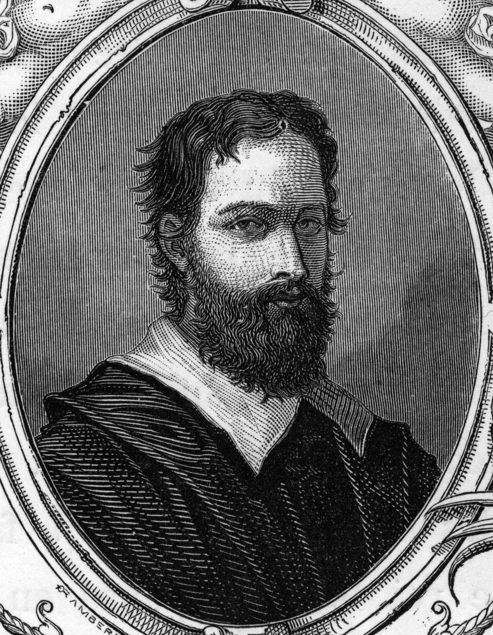 Portrait of Bartolomeo Ramenghi Bagnacavallo, Italian painter. Engraving of 1859 in 