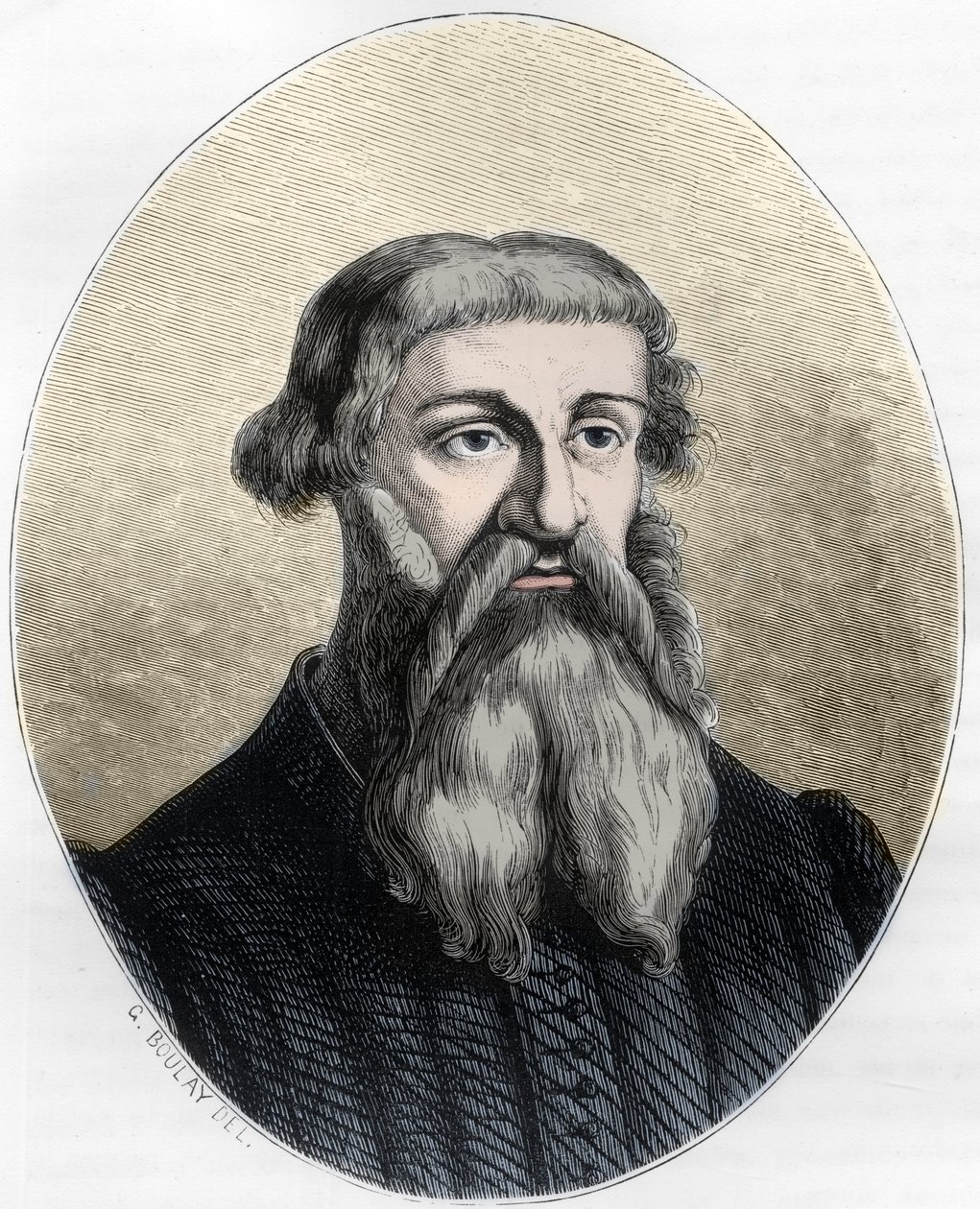 Portrait of Etienne Dolet, French scholar, translator and printer - portrait by Etienne Dolet (1509 -1546), French writer, poet, printer, humanist - Engraving of 1863 in 