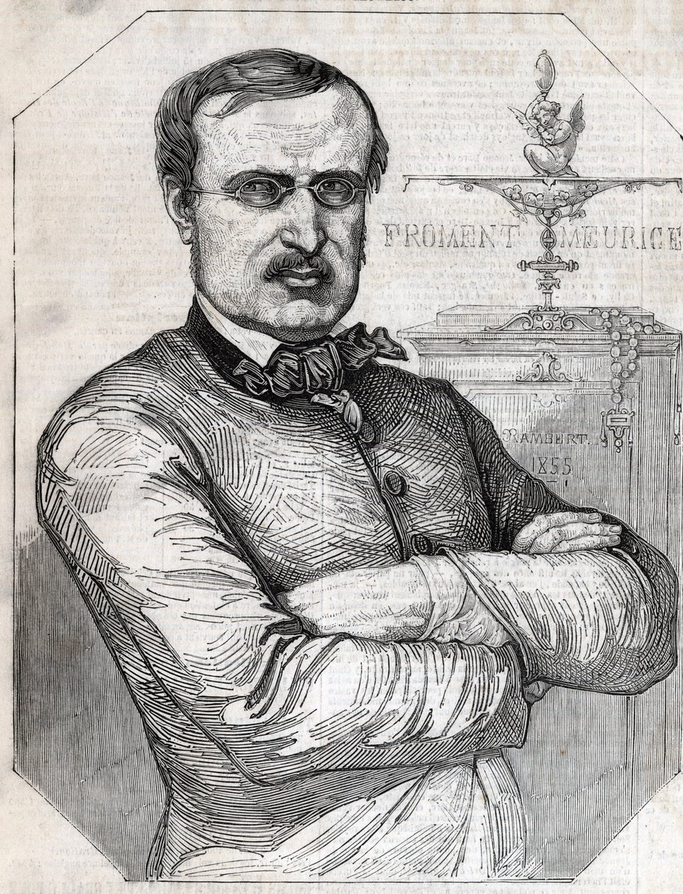 Portrait of Francois-Desire Froment-Meurice, French Goldsmith. Engraving from 1855. Private Collection. by Anonymous Anonymous