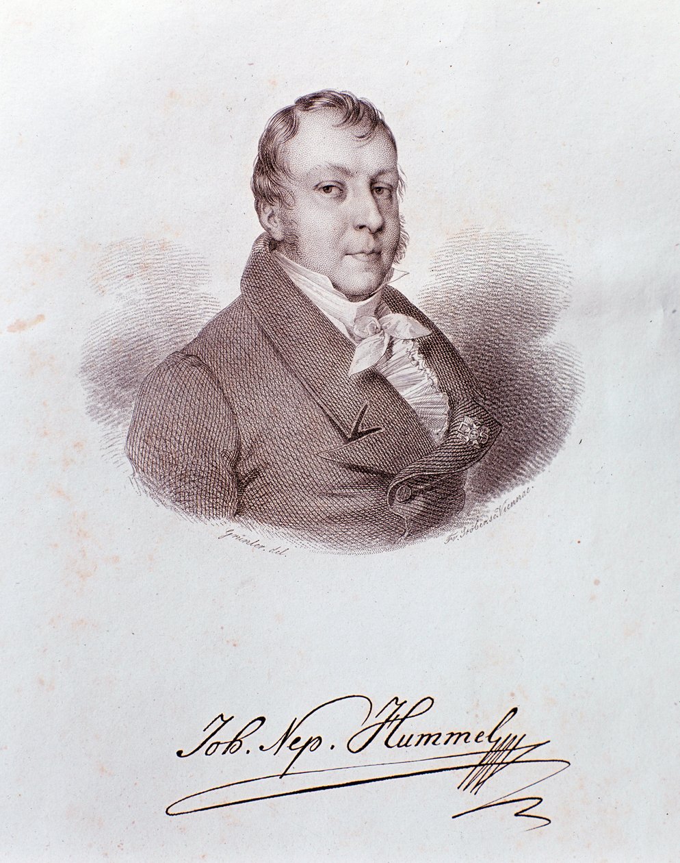 Portrait of Johann Nepomuk Hummel. Engraving by Anonymous Anonymous