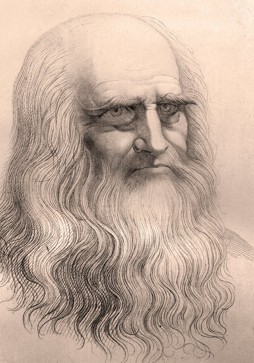 Portrait of Leonardo Da Vinci from his self-portrait by Anonymous Anonymous