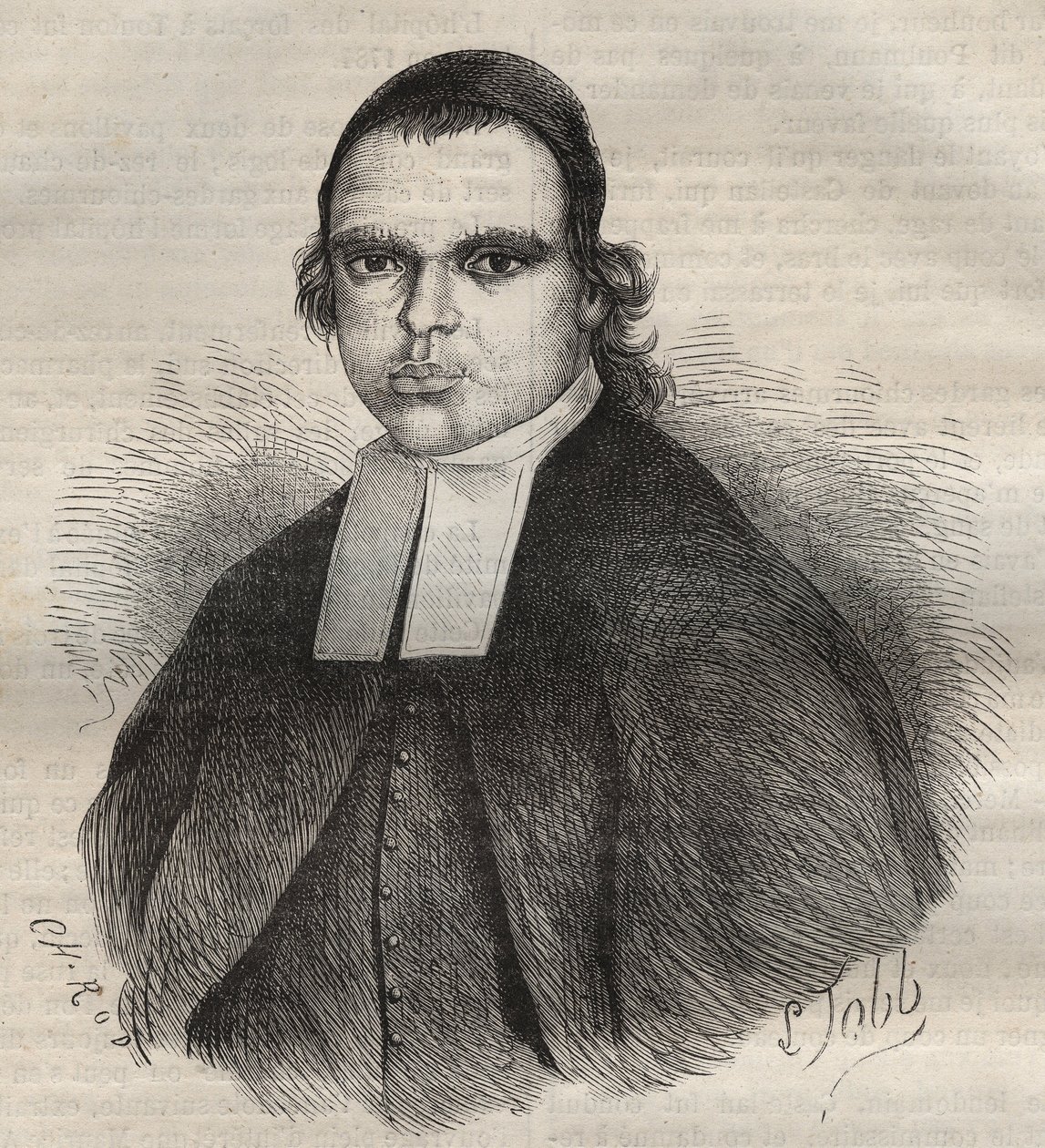 Portrait of Louis Bonafous, in religion Frere Leotade, accused of raping and murder. He died at the Toulon Bagne on 27 Jan. 1850. Engraving in 
