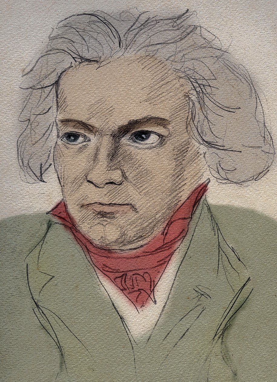 Portrait of Ludwig van Beethoven, German composer - anonymous drawing from the beginning of the 20th century by Anonymous Anonymous