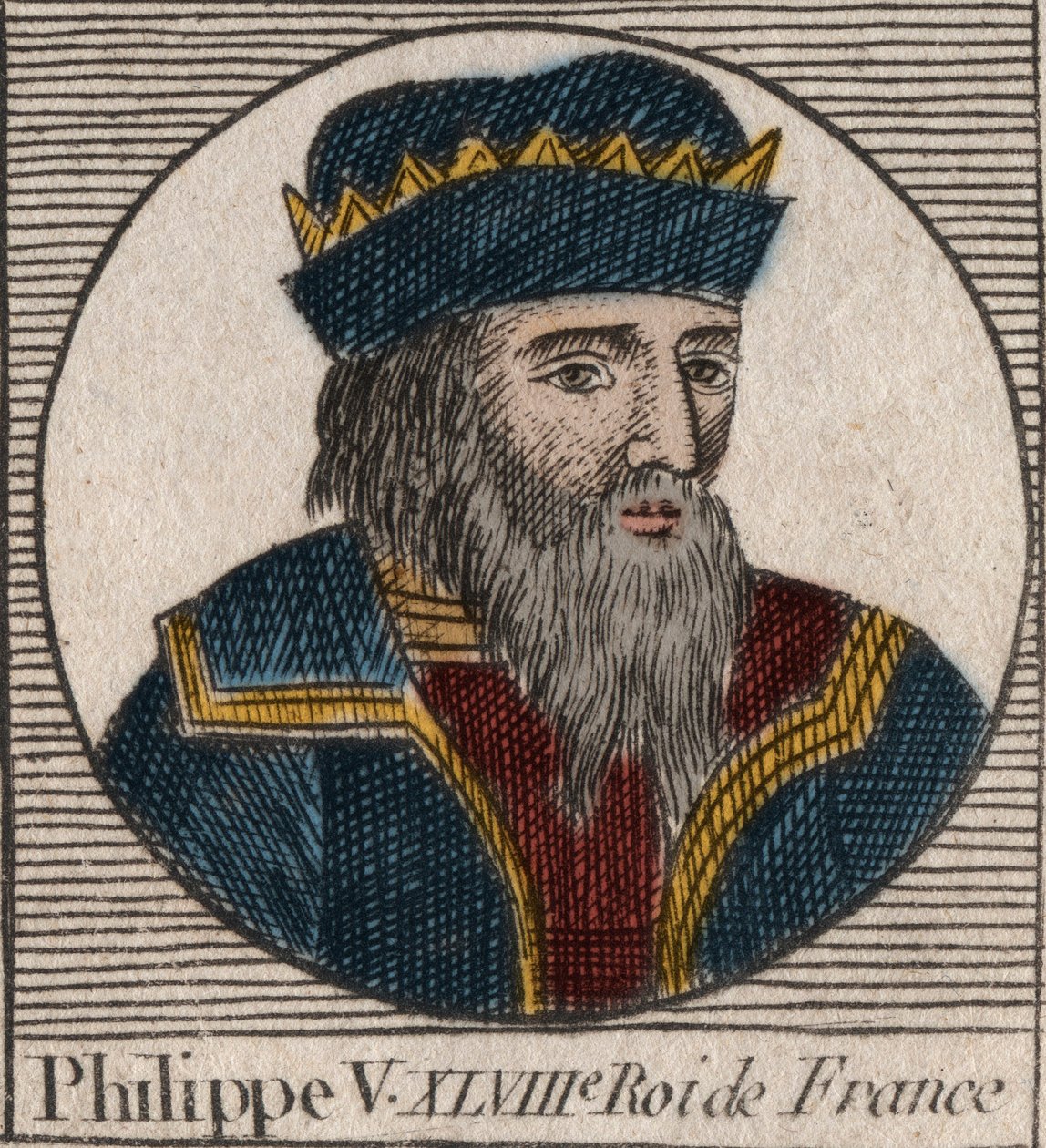 Portrait of Philip V the Long, King of France - engraving from 