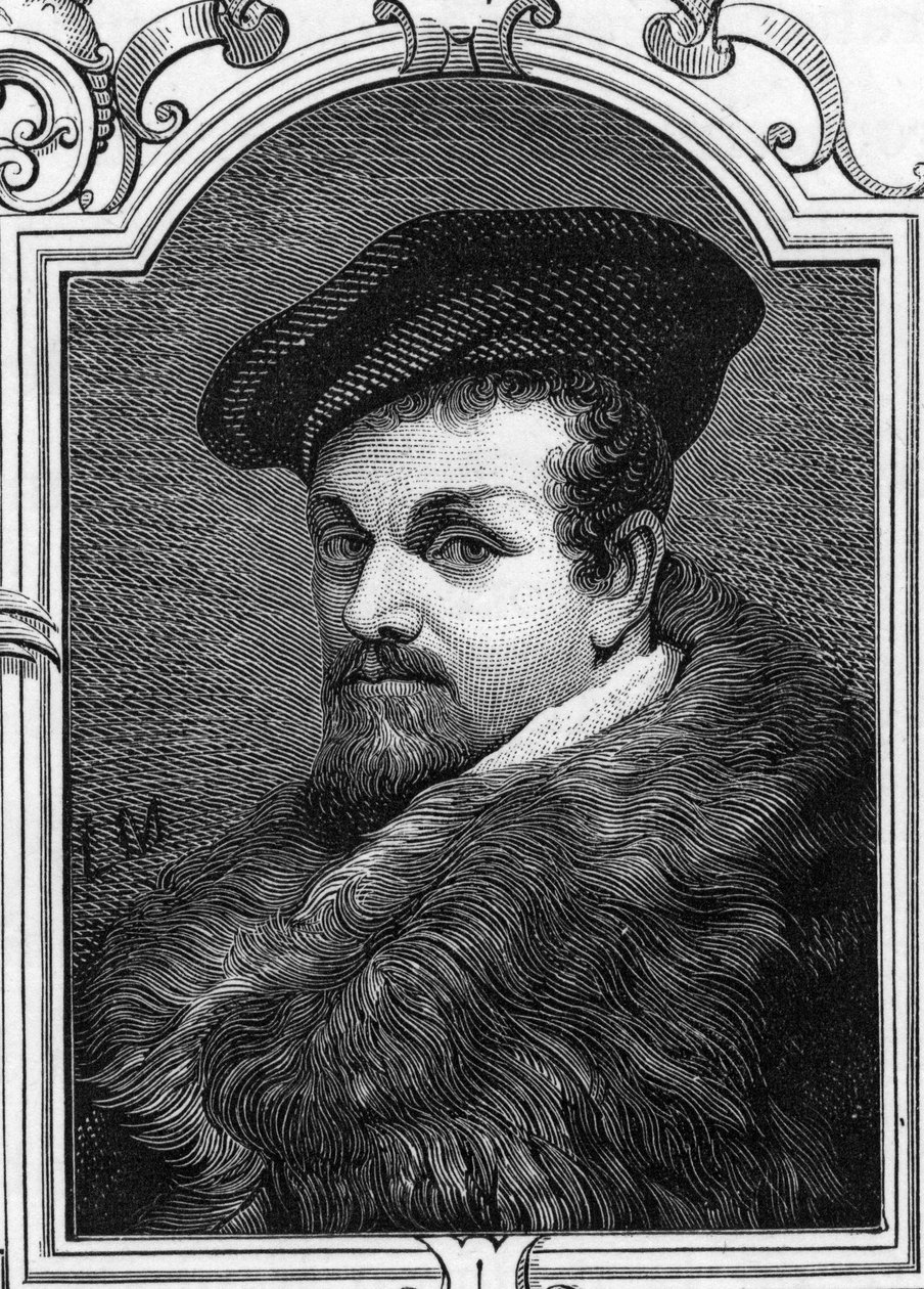 Portrait of Pier Francesco Mazzucchelli dit il Morazzone (1573-1626) Italian painter. Engraving in 