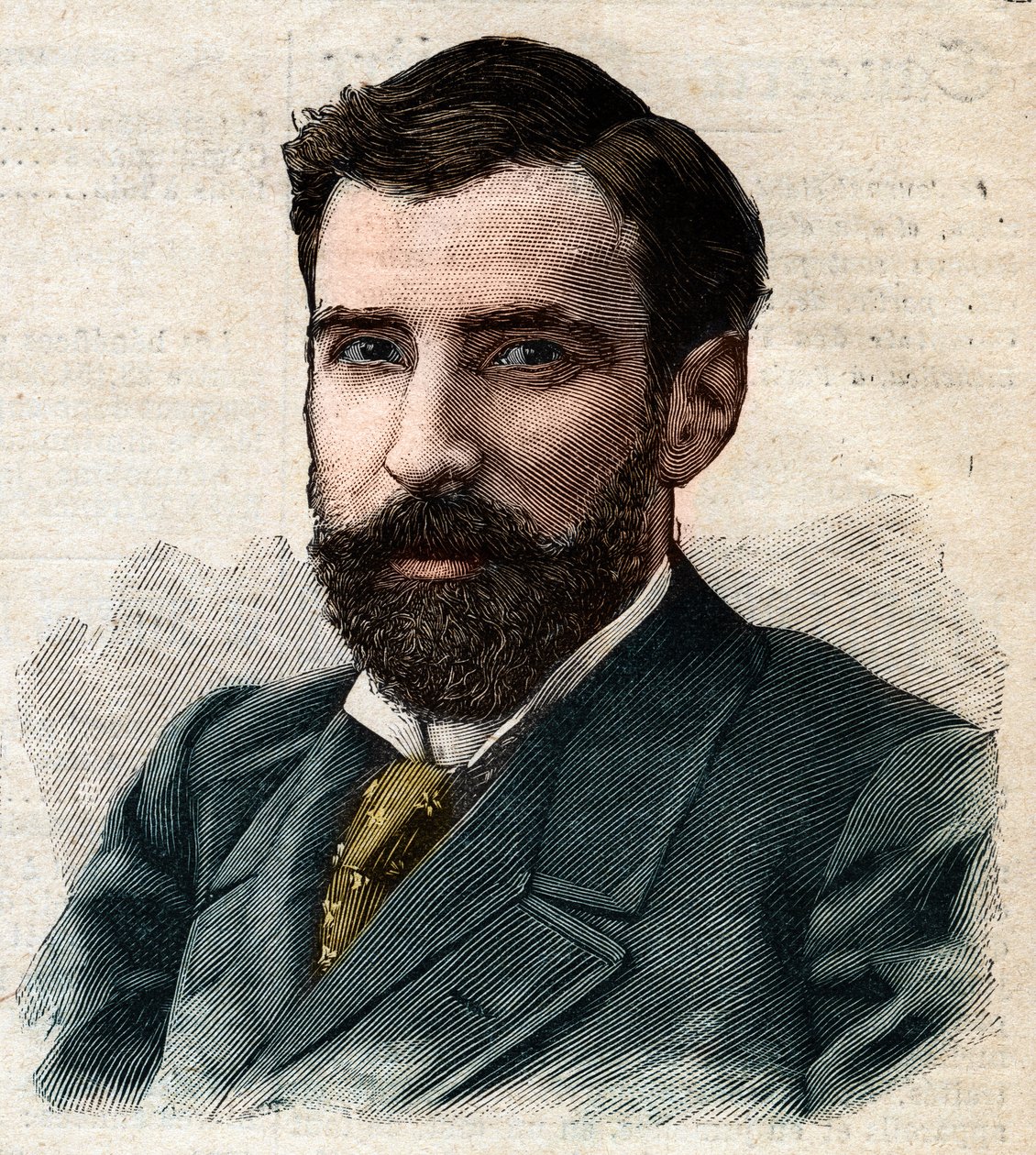 Portrait of Pietro Paolo Savorgnan di Brazza, Governor General of French Congo. Engraving in 