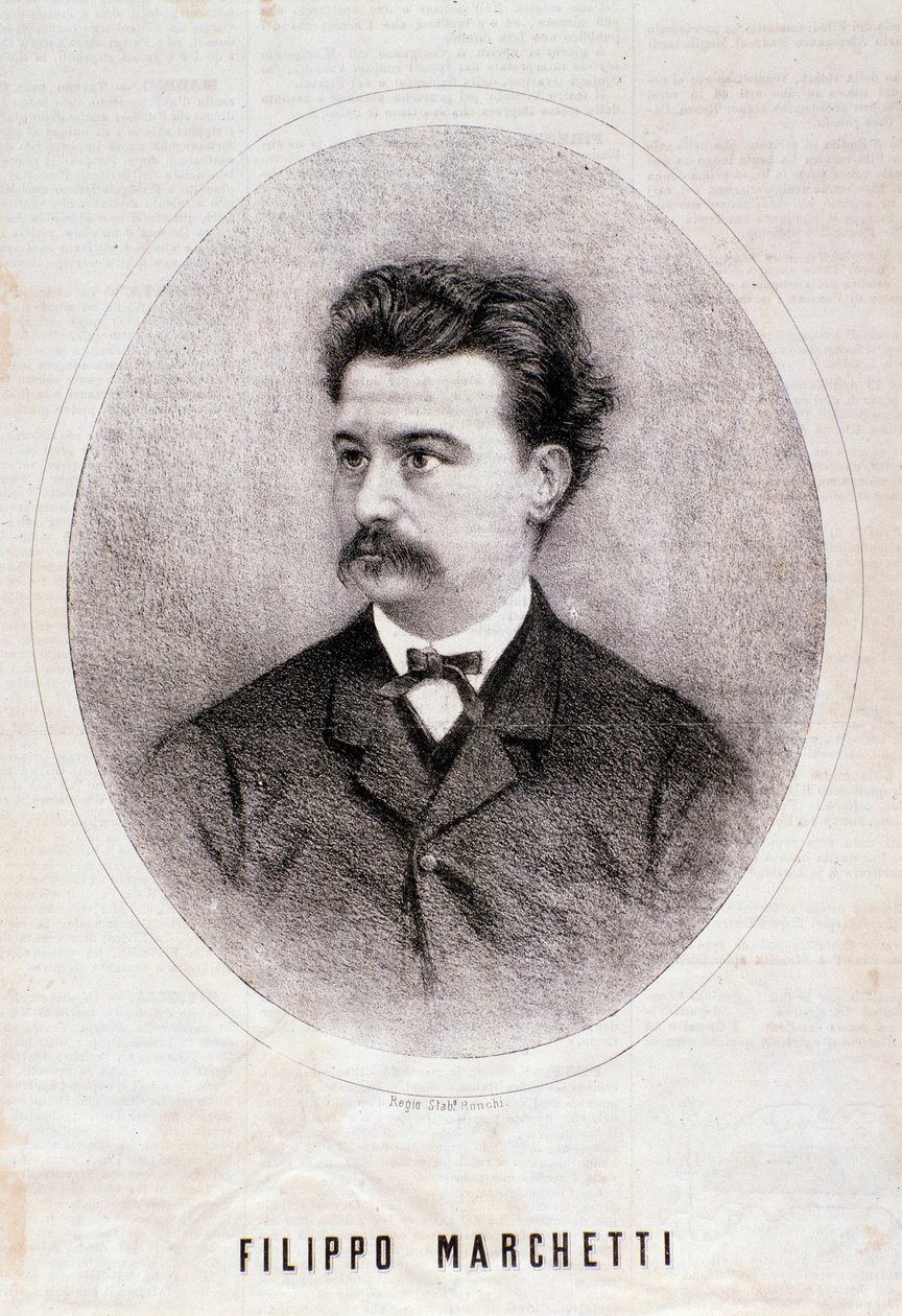 Portrait of Italian composer Filippo Marchetti. Engraving. 19th century. Milanese private collection by Anonymous Anonymous