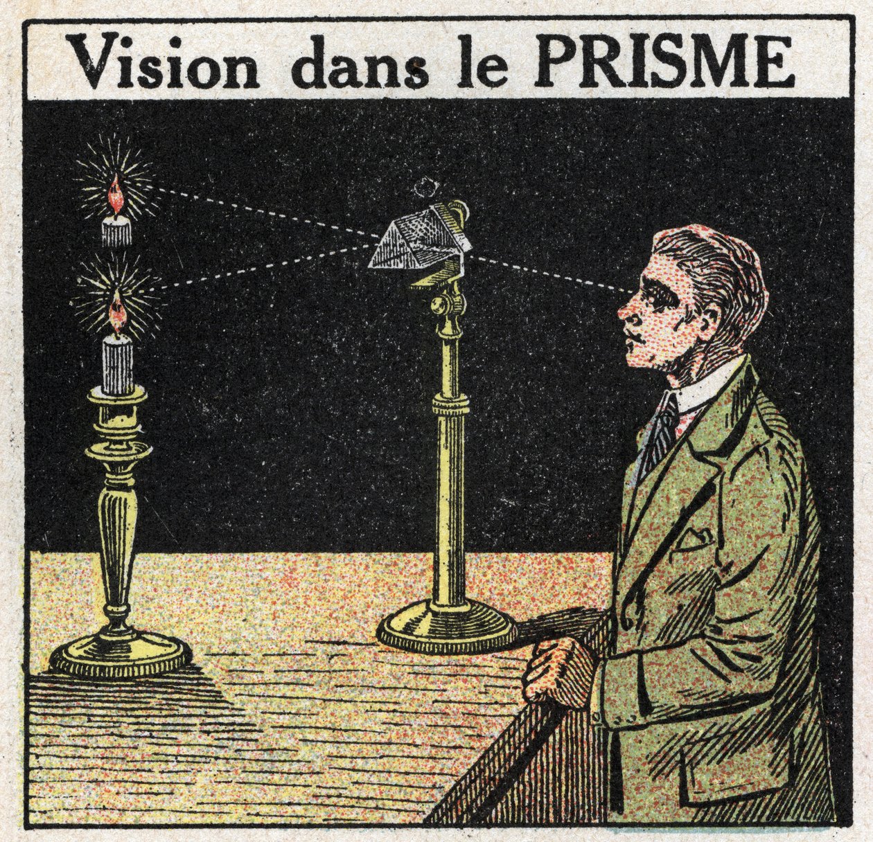 Prisms and lenses: vision in the prism. Anonymous illustration from 1925. Private collection. by Anonymous Anonymous