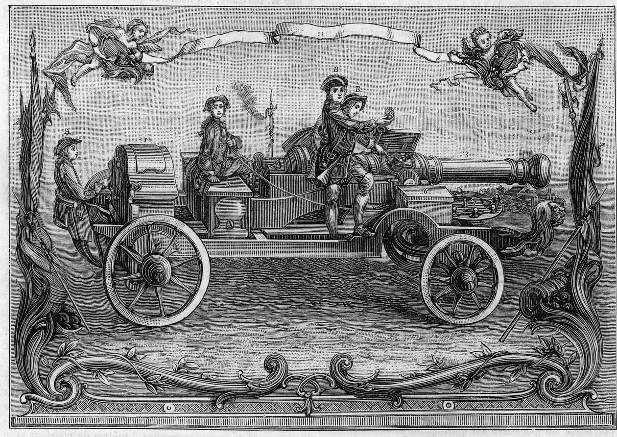 Project of the monster cannon around the middle of the 18th century. Reduction to a quarter of a Dutch engraving by I. W. B. del Gabriel Bodenher 