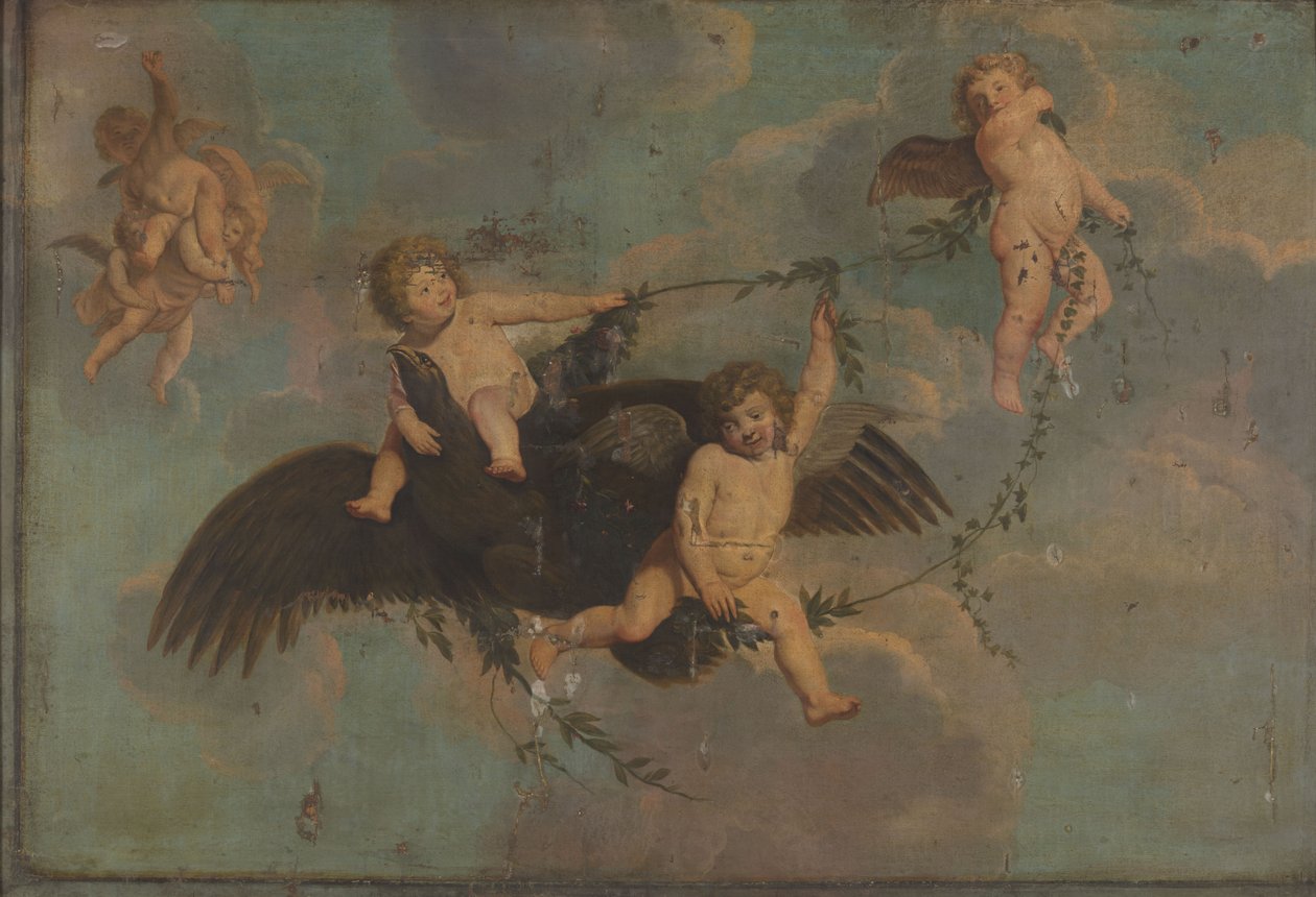 Putti with an Eagle on Clouds by Anonymous Anonymous