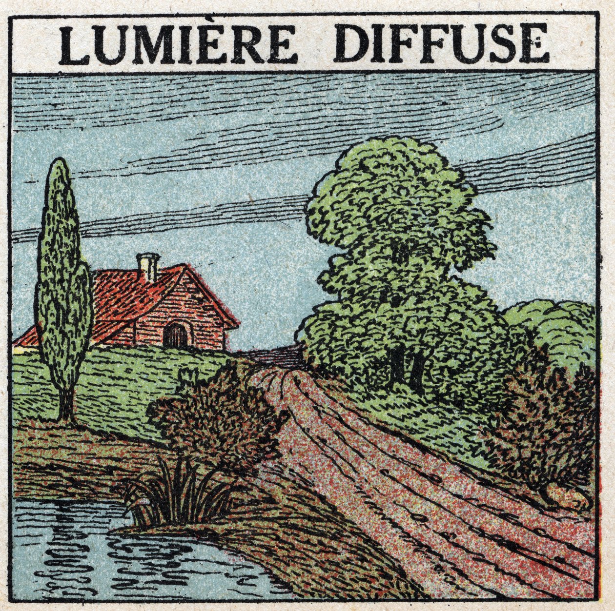 Reflection of light: diffused light is the light that illuminates bodies. Anonymous illustration from 1925. Private collection. by Anonymous Anonymous