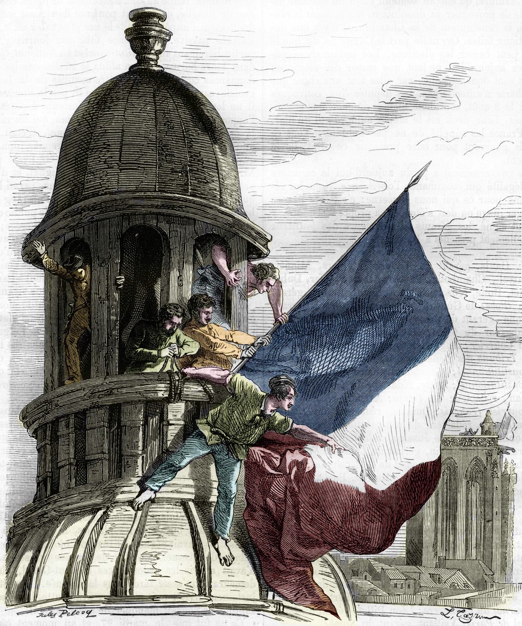 Revolution of 1830: the tricolor flag on the town hall. by Anonymous Anonymous