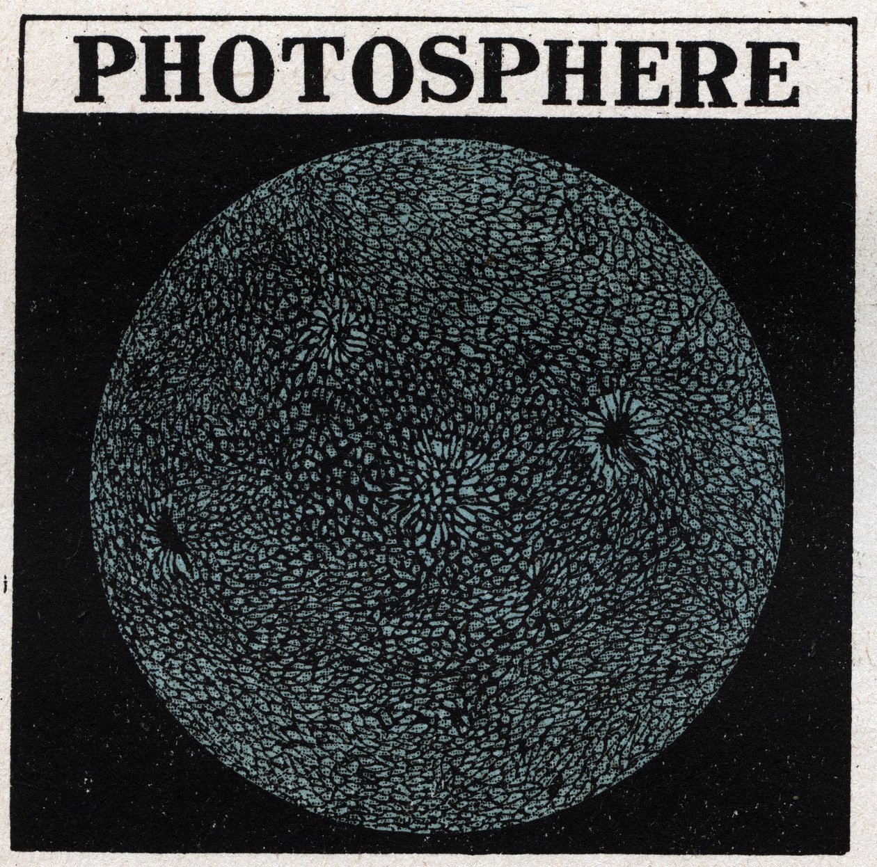 Spectral analysis: composition of the sun. The surface of the sun is called the photosphere. Anonymous illustration from 1925. Private collection. by Anonymous Anonymous