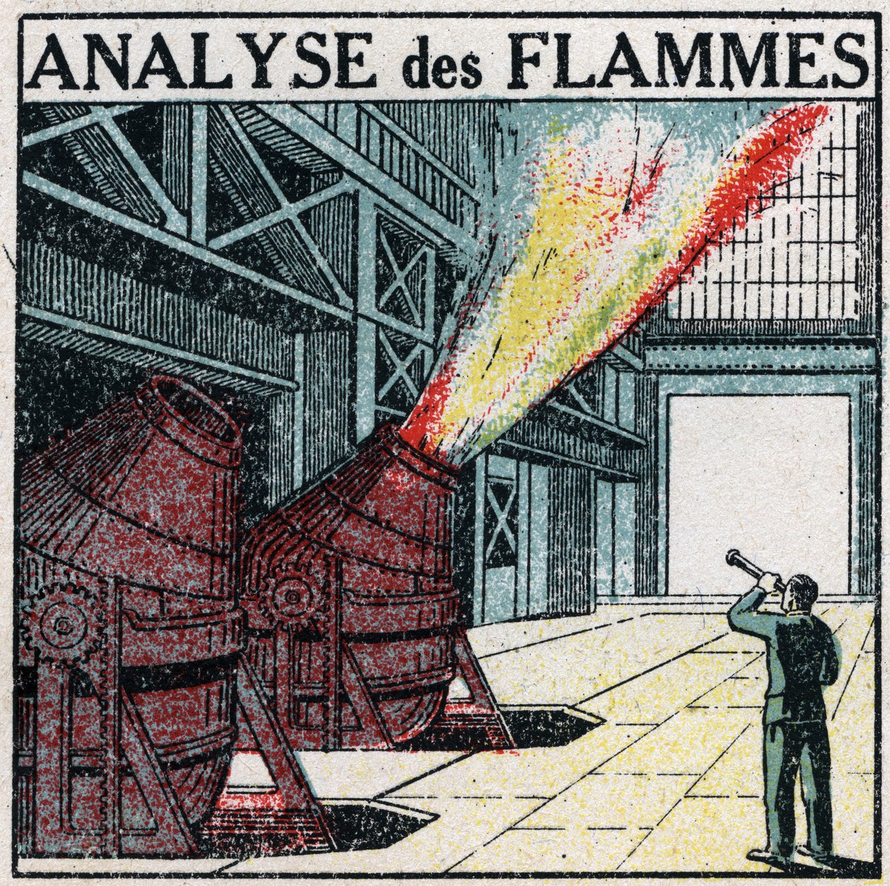 Spectral analysis: flame analysis. Anonymous illustration from 1925. Private collection. by Anonymous Anonymous