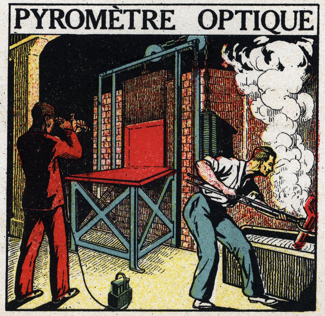 Spectral analysis: optical pyrometer. Anonymous illustration from 1925. Private collection. by Anonymous Anonymous