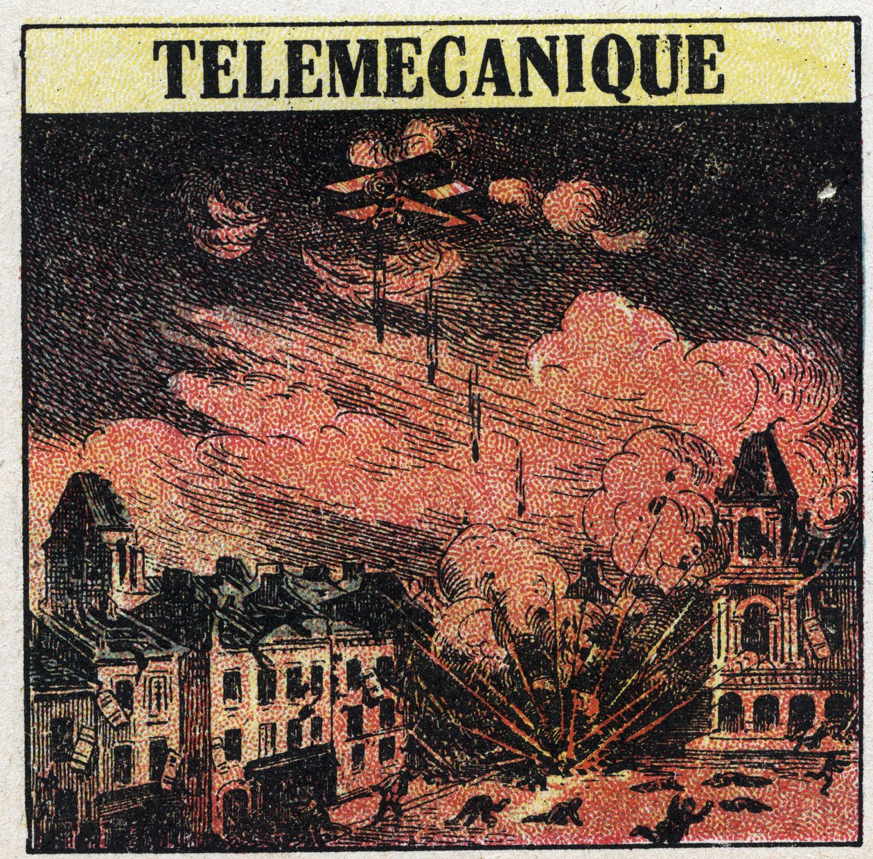 T.S.F.: telemecanics, the art of controlling distance by means of electromagnetic waves. Anonymous illustration from 1925. Private collection. by Anonymous Anonymous