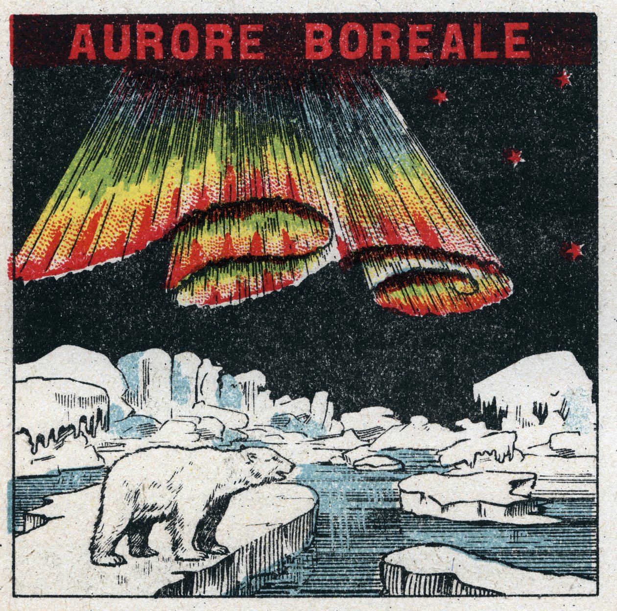 Terrestrial magnetism: aurora boreale in the Arctic due to a magnetic storm. Anonymous illustration from 1925. Private collection. by Anonymous Anonymous