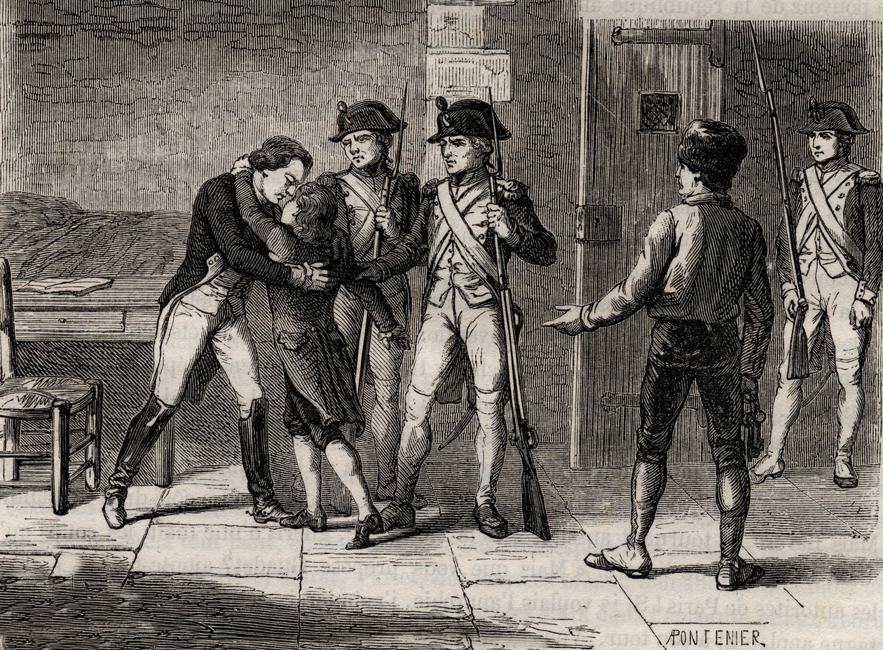 The Dukes of Montpensier and Beaujolais at Fort Saint-Jean in 1793 - Engraving in 