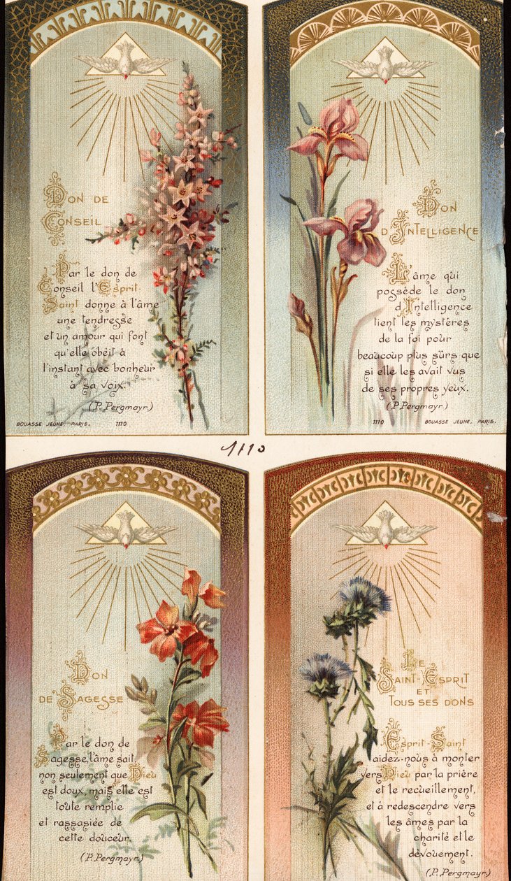 The Four Gifts: Advice, Intelligence, Wisdom and Holy Spirit Pious Image by Anonymous Anonymous