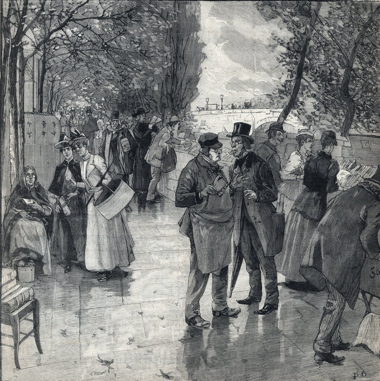 The Book-Walk on the Banks of the Quays in Paris. Engraving in Le Petit Parisien on 30/10/1892. Private Collection by Anonymous Anonymous