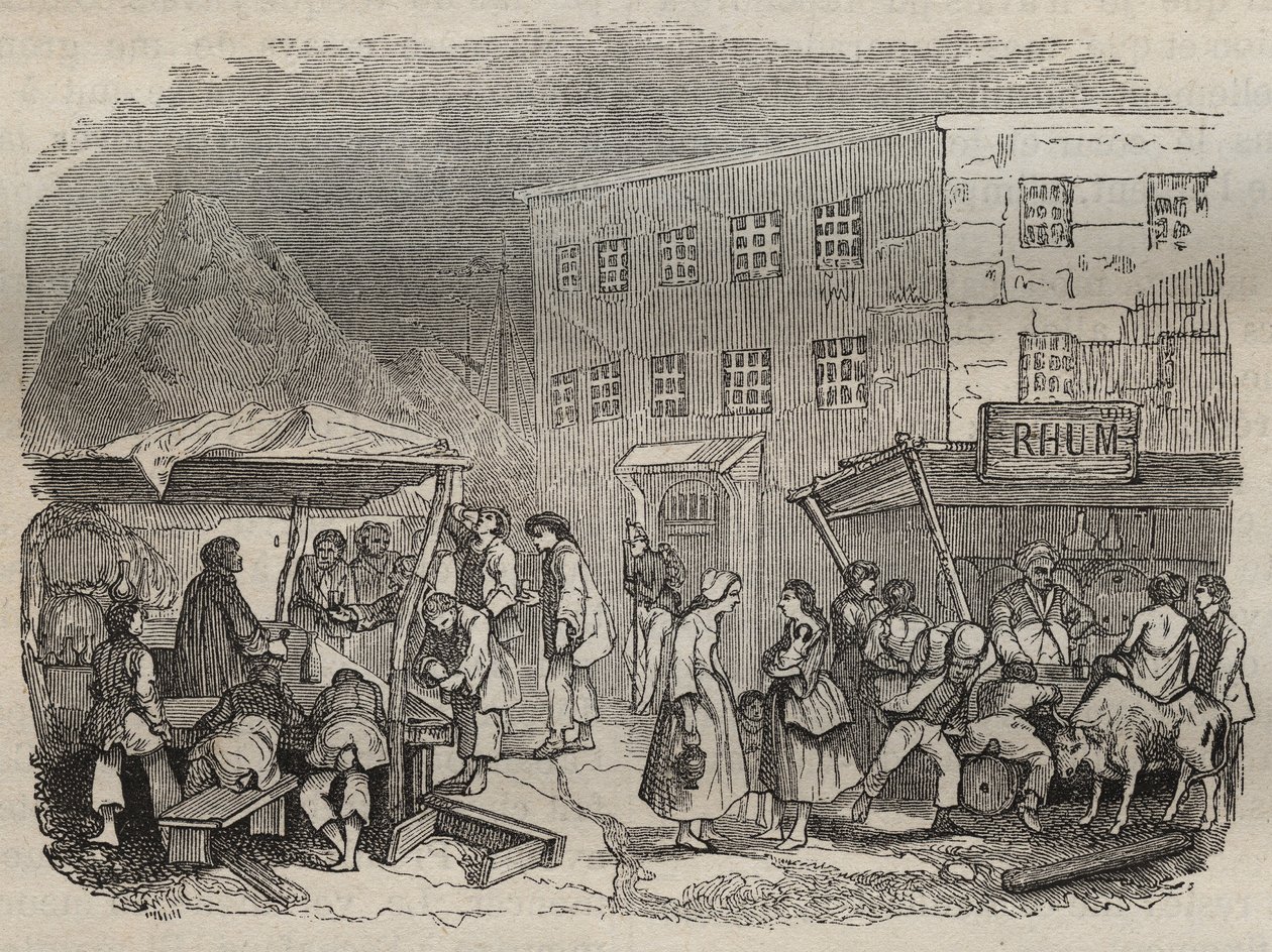 The canteen of the bagne de Rochefort in the 19th century. Engraving in Histoire des bagnes depuis leur création à nos jours (1877) by Pierre Zaccone. Private collection. by Anonymous Anonymous