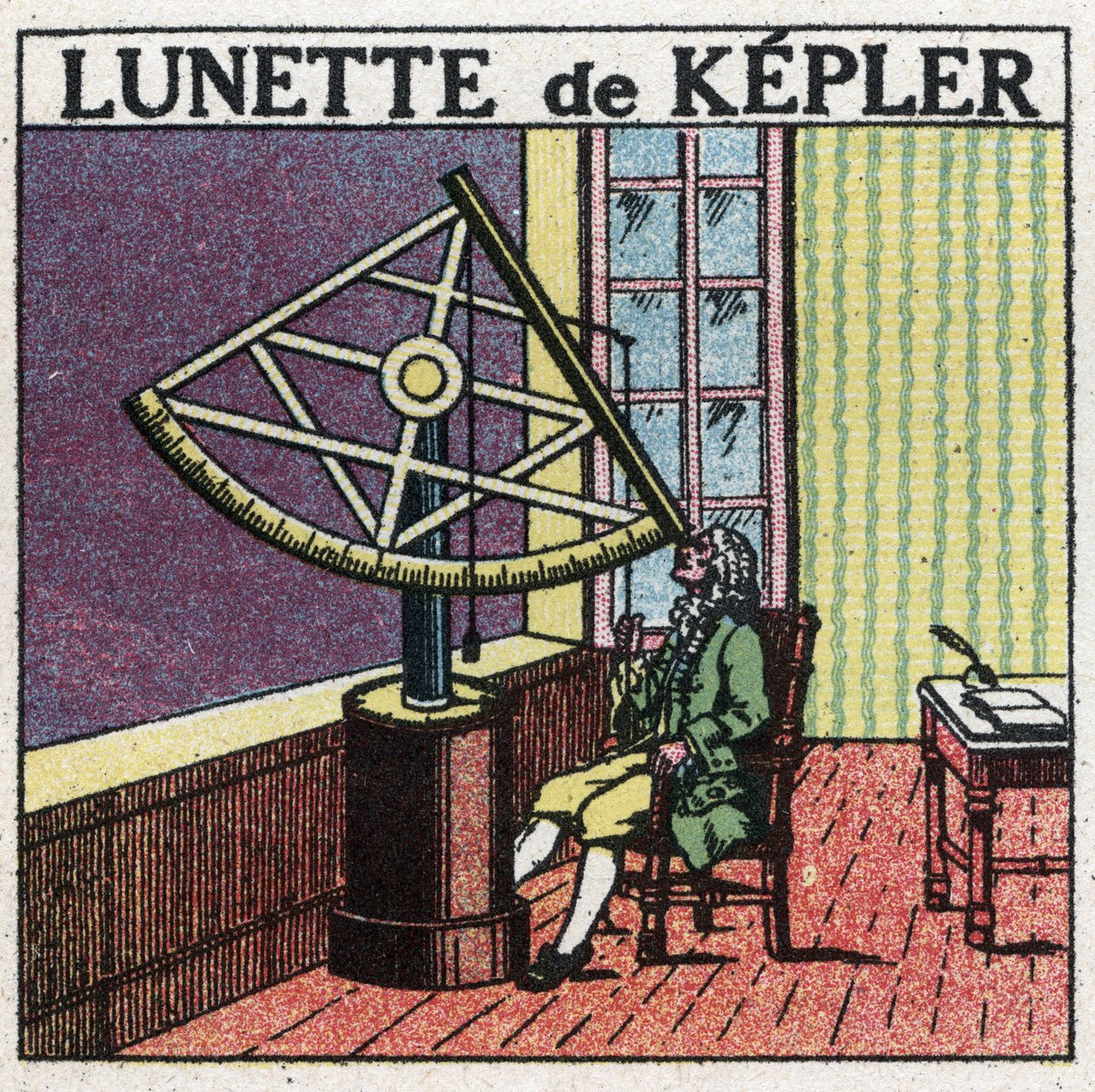 The first optical instruments: astronomical bezel by Johannes Kepler invented around 1615. Anonymous illustration from 1925. Private collection. by Anonymous Anonymous