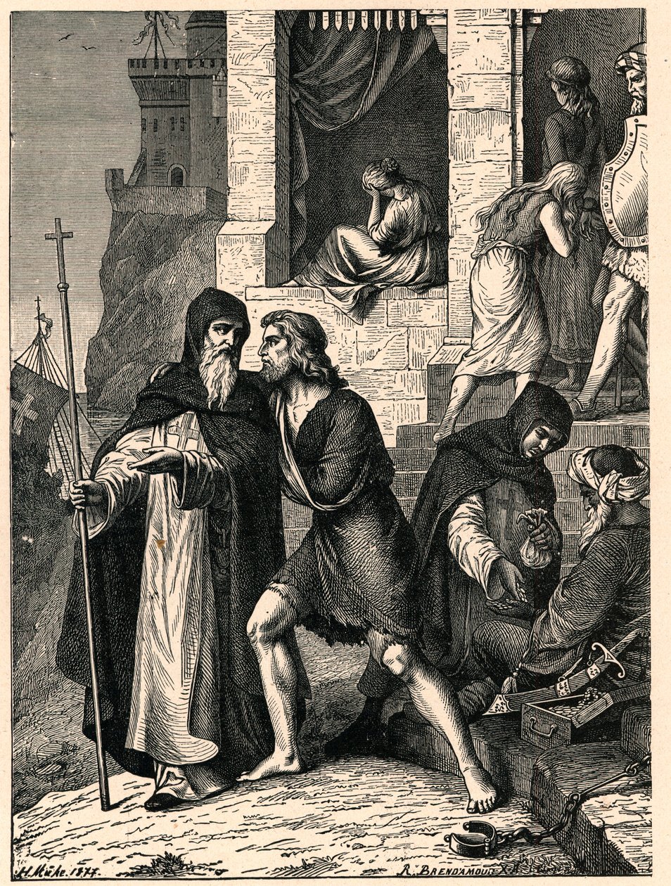 The redemption of captives by the Trinitarians: the Order of the Most Holy Trinity for the Redemption of Captives, known as the Order of the Trinitarians or Mathurins, takes care of redemption of Christians reduced to slavery by the Moors here in Tunisia. by Anonymous Anonymous