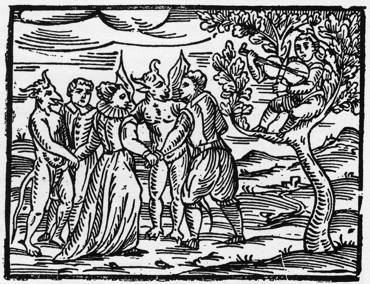 The witches on the Sabbath dancing to the sound of the violin - 