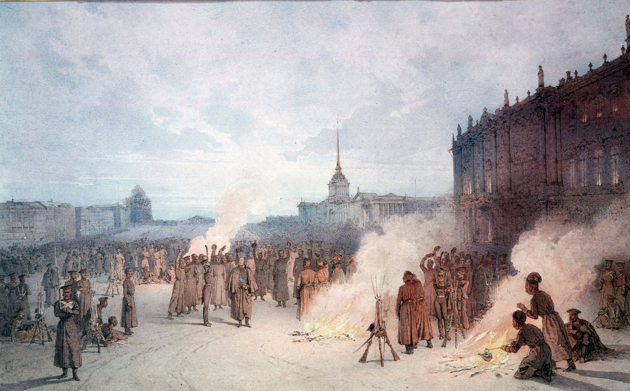 Tsar Nicholas I and his soldiers during the December 14 by Anonymous Anonymous