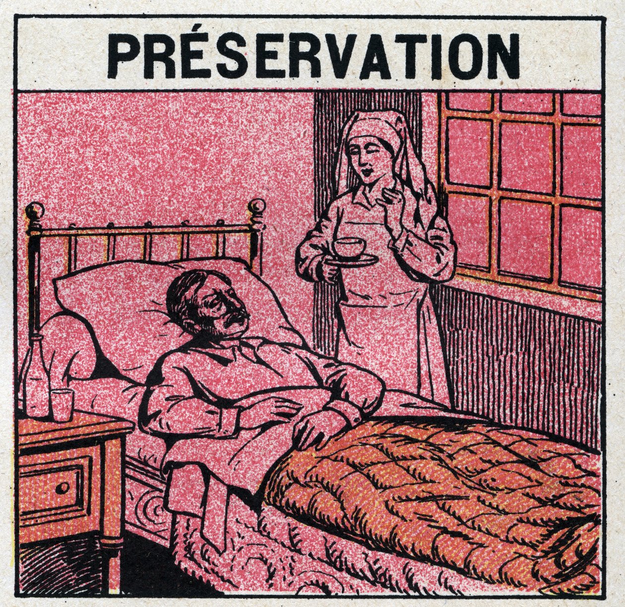 Ultraviolet rays: to avoid scars caused by smallpox, patients should be treated in rooms or enter only red light, free of ultraviolet rays. Anonymous illustration from 1925. Private collection. by Anonymous Anonymous