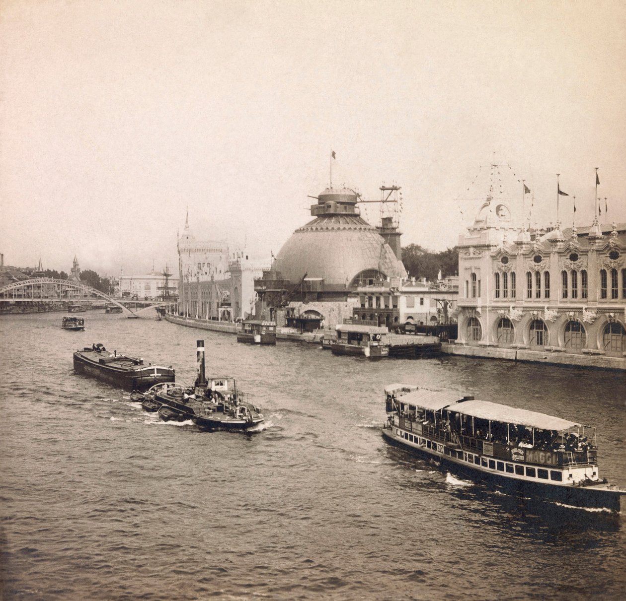 Universal Exposition of 1900 in Paris: Panoramic view of the Seine, Left Bank - private collection by Anonymous Anonymous