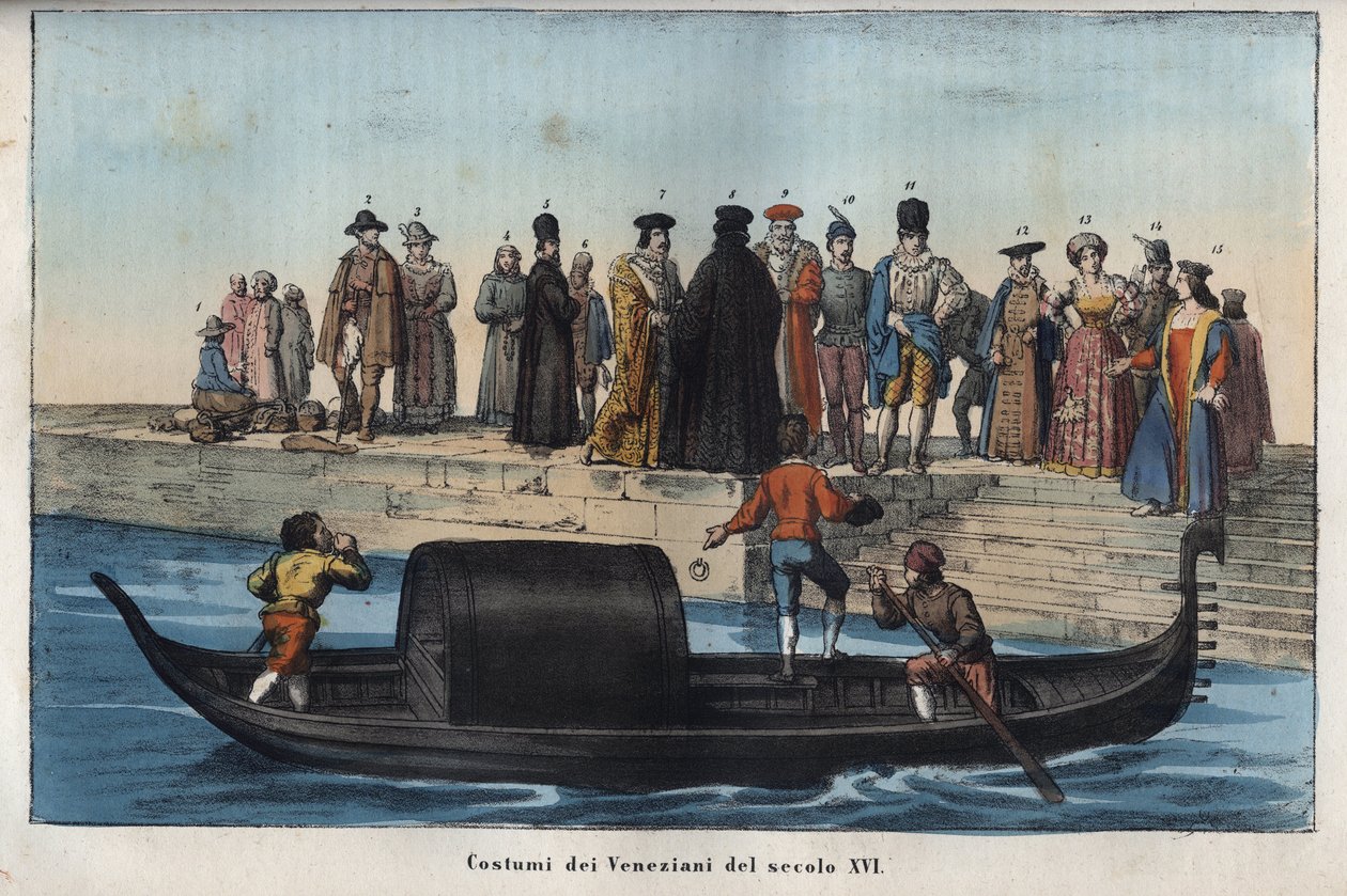 Venetian Costumes of the Sixteenth Century - Engraving from 