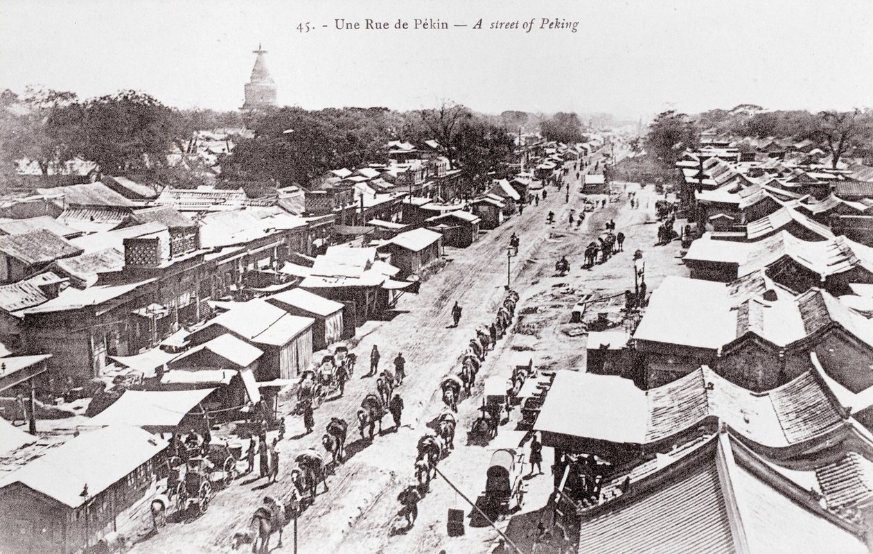 View of a Street in Peking, China - Photograph of the Beginning of the 20th Century - Private Collection by Anonymous Anonymous