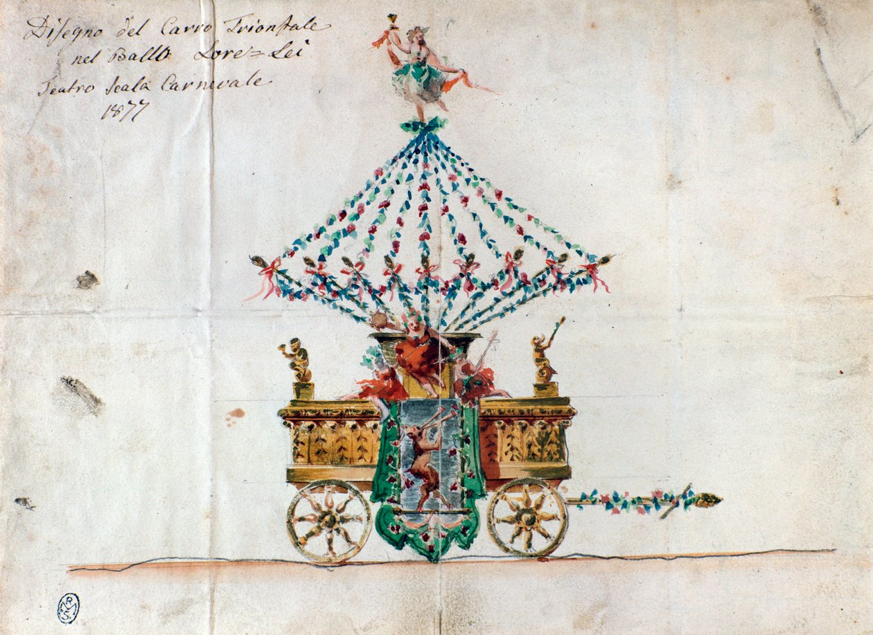 View of the triumphal chariot in Lorelei, opera by Catalani (1877) by Anonymous Anonymous