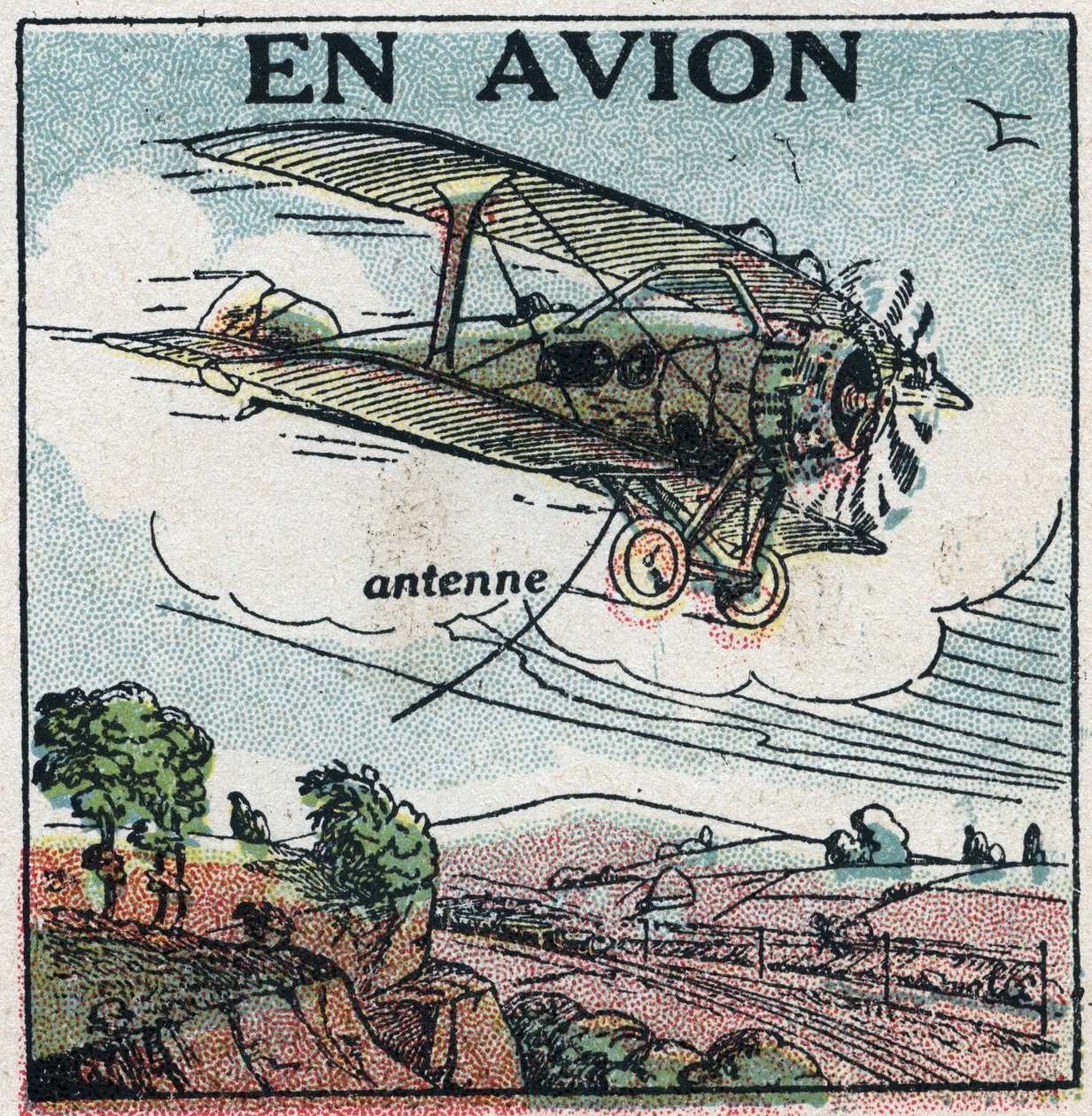 Wireless telephony: by plane. Anonymous illustration of 1925. Private collection. by Anonymous Anonymous