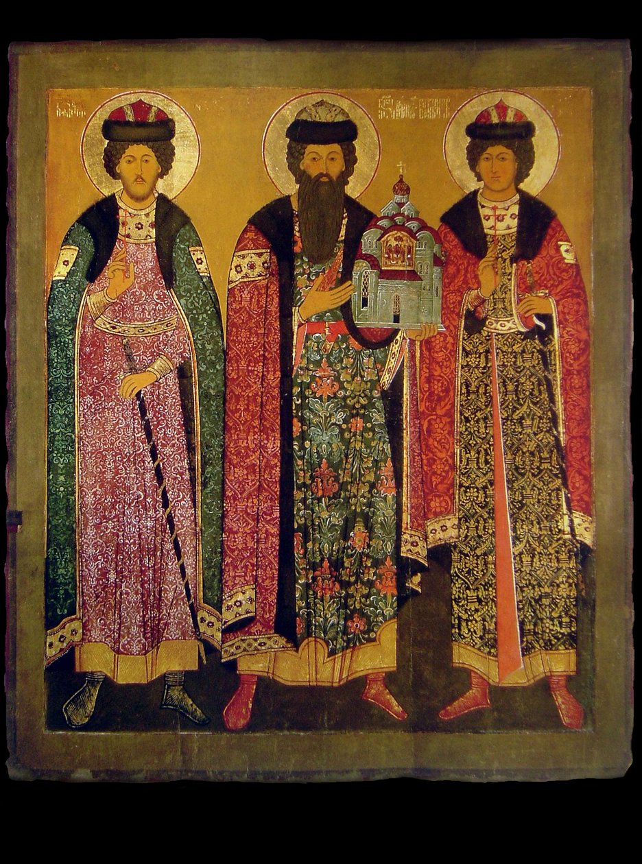 Saint Vsevolod Mstislavich, Prince of Pskov with Saints Boris and Gleb by Anonymous Russian icon painter