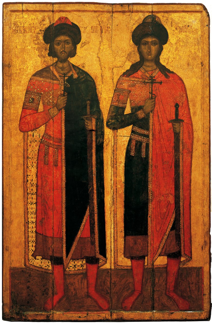 Saints Boris and Gleb, Mid 14th century by Anonymous Russian icon painter