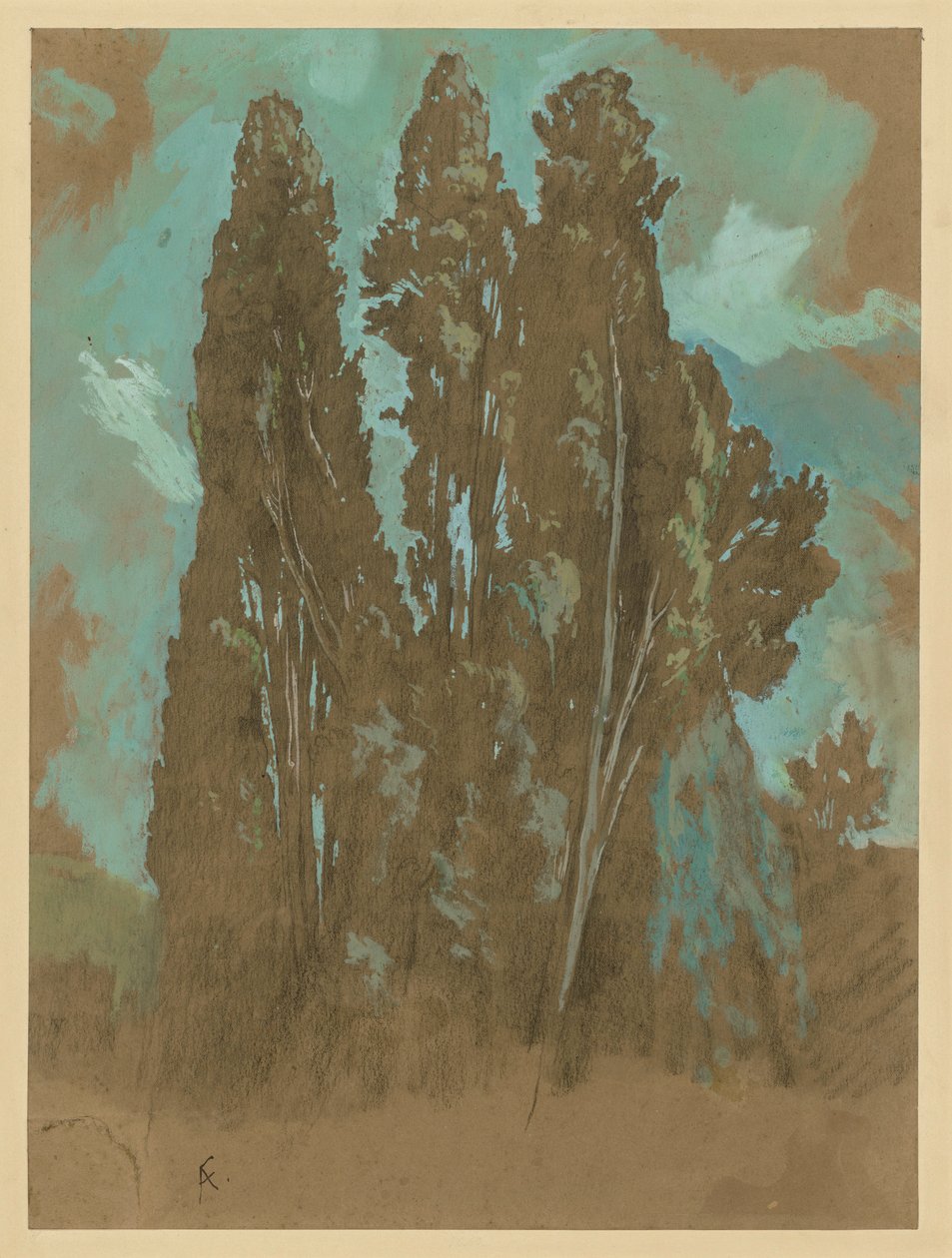 Study of Cypresses by Anselm Feuerbach