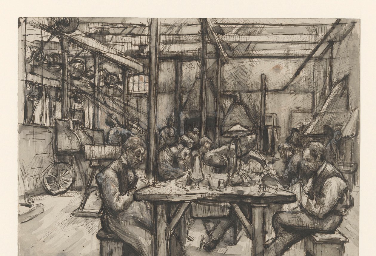 Workshop in the Silver Factory of Begeer by Anthon Gerhard Alexander van Rappard