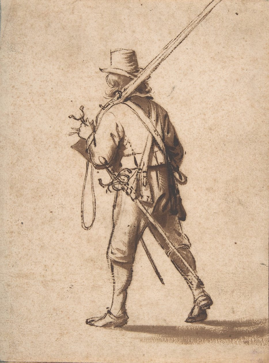 A Walking Musketeer, Seen from Behind, 17th Century by Anthonie Palamedesz