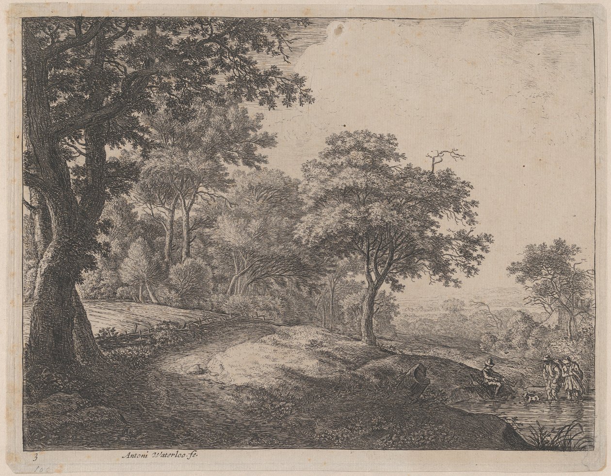 A Man and a Woman Crossing a Stream by Anthonie Waterloo