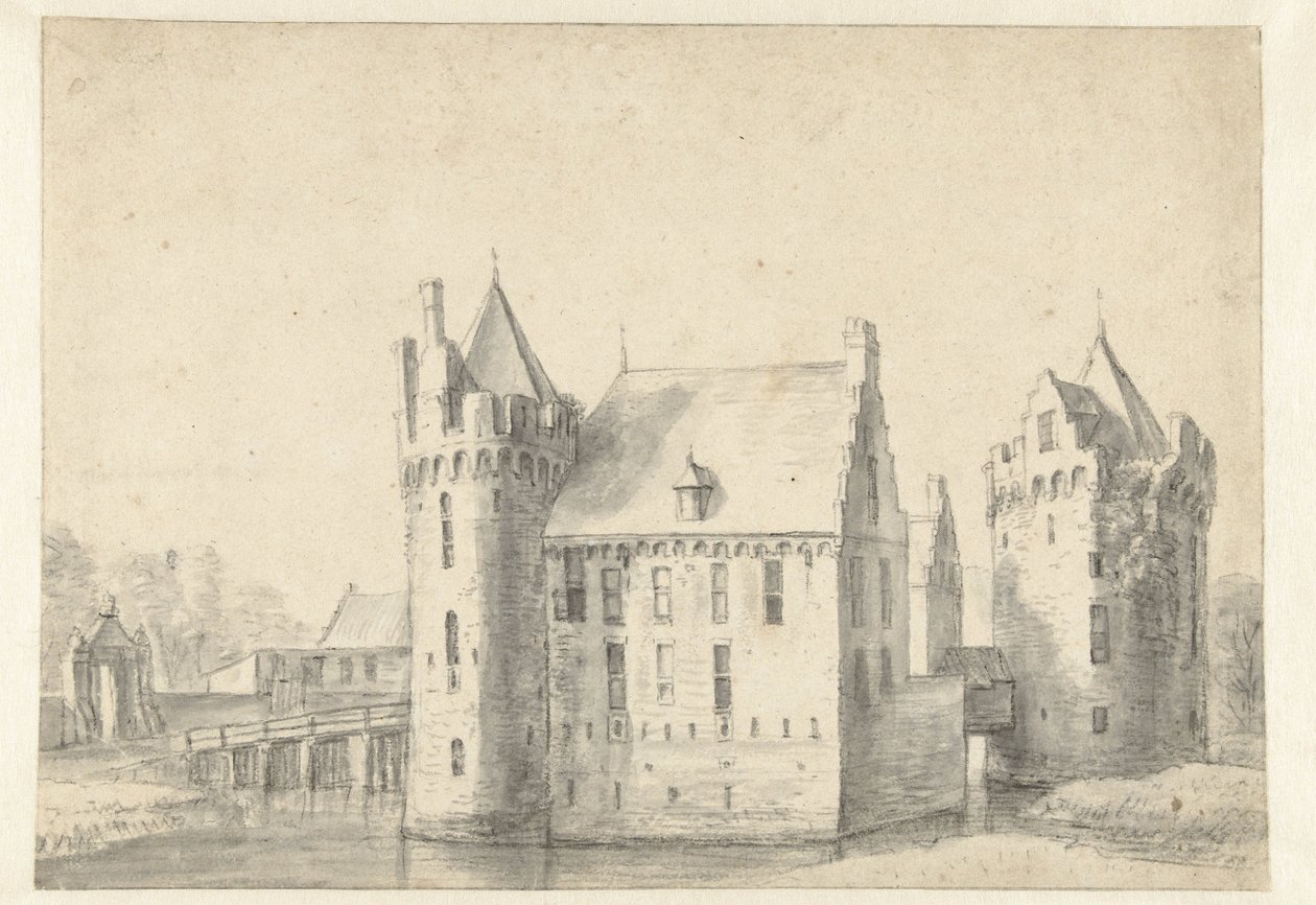 View of the Sjaerdemaslot in Franeker by Anthonie Waterloo