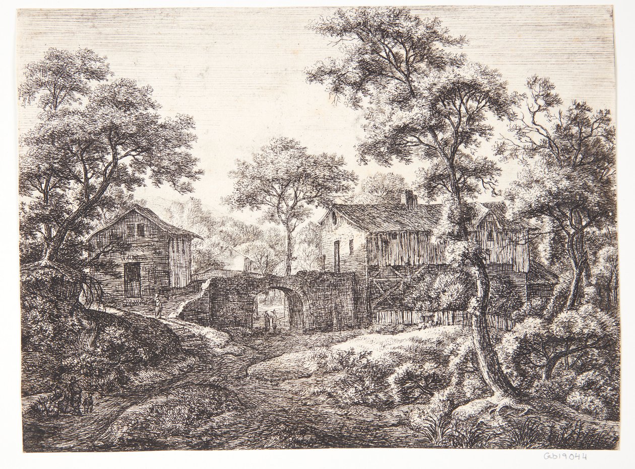 Village with a City Gate by Anthonie Waterloo