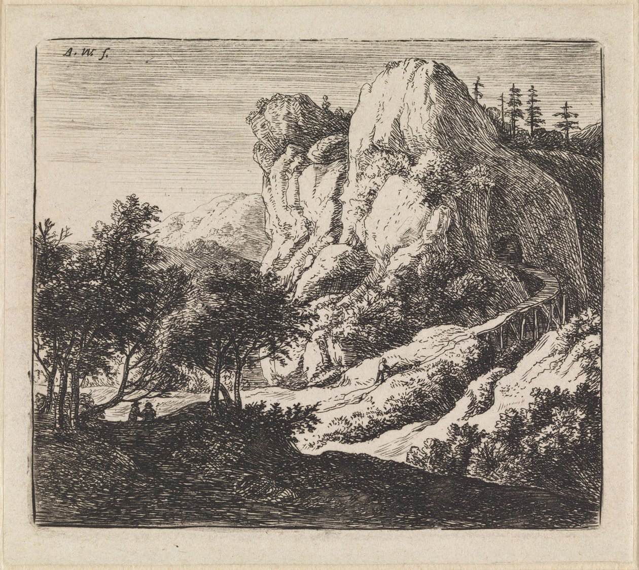 Landscape with Tunnel by Anthonie Waterloo