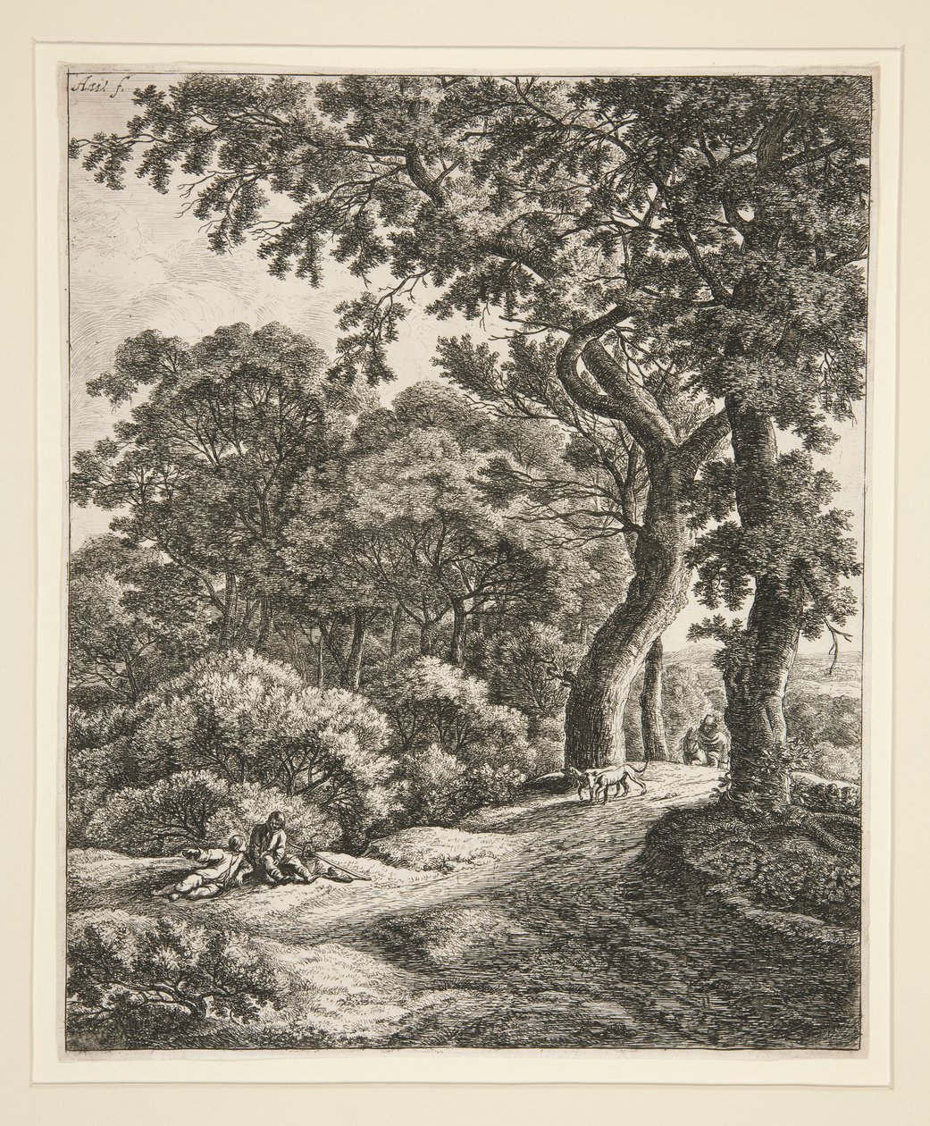 The two travelers resting in the woods by Anthonie Waterloo